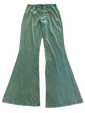Chatoyant Emerald Mineral Wash Flare Bell Bottom Pants Large USA Boho Festival